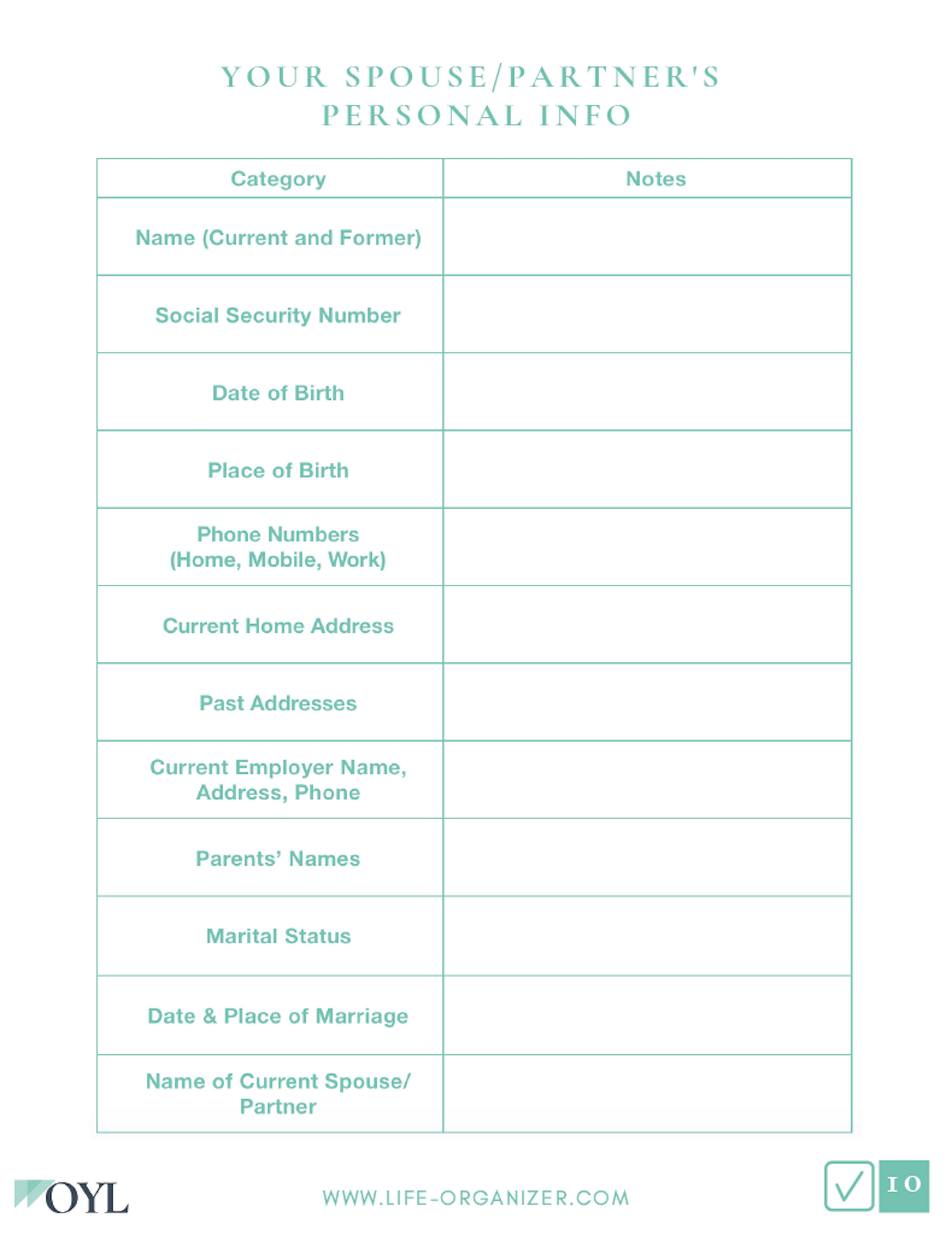 Estate Planning Life-Organizer Guided PDF Interactive Workbook