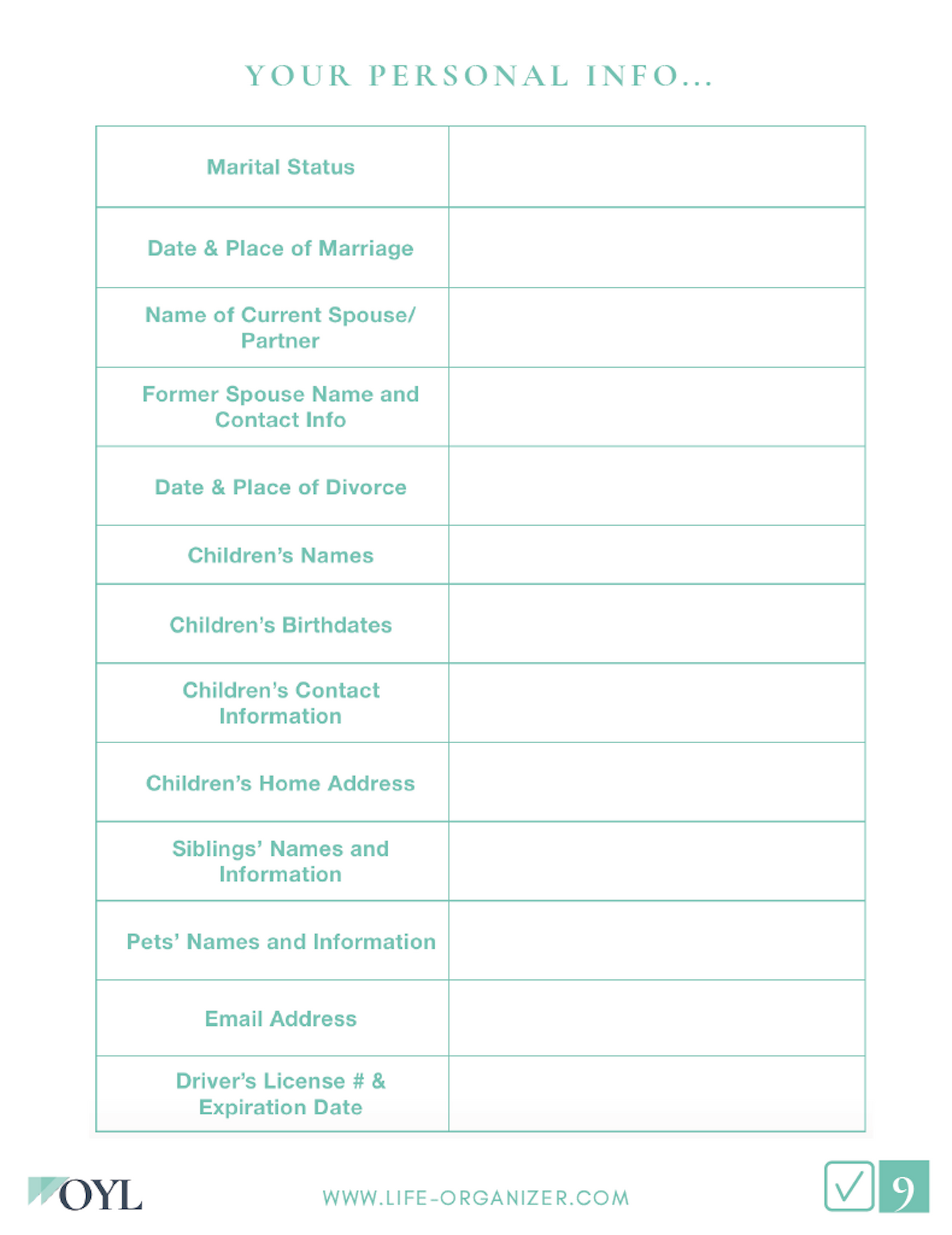 Interactive Estate Planning Life Organizer Guided PDF Workbook