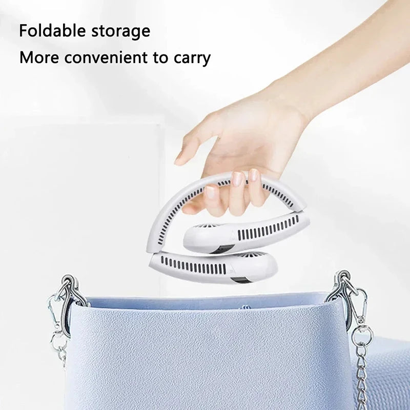 Xiaomi New Portable Hanging Neck Fan Foldable Summer Air Cooling 5000mAh USB Rechargeable Bladeless Mute Neckband Fan for Sport