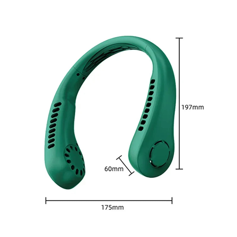 Portable mini home summer air-cooled neck hanging fan for outdoor sports, running, travel without blades, wearable USB neck stra