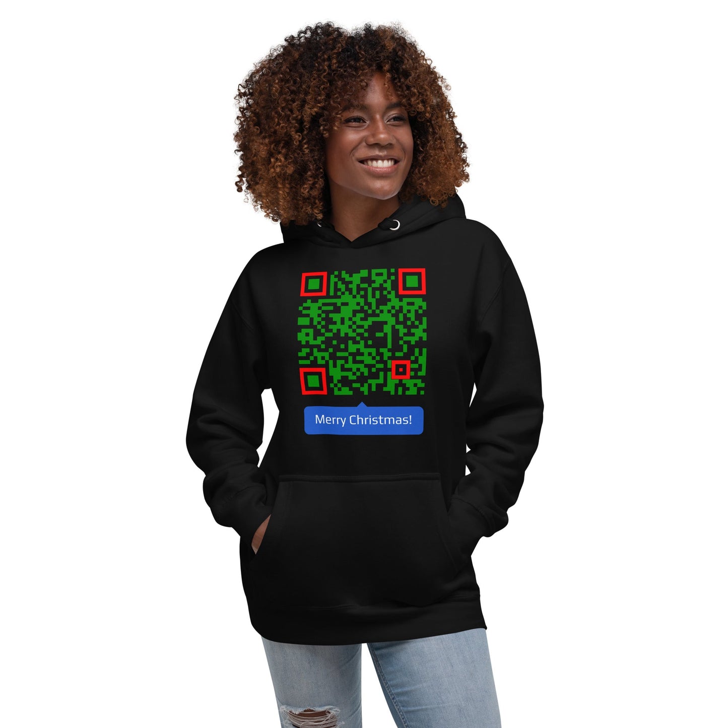 Merry Christmas Message QR Code Unisex Hoodie