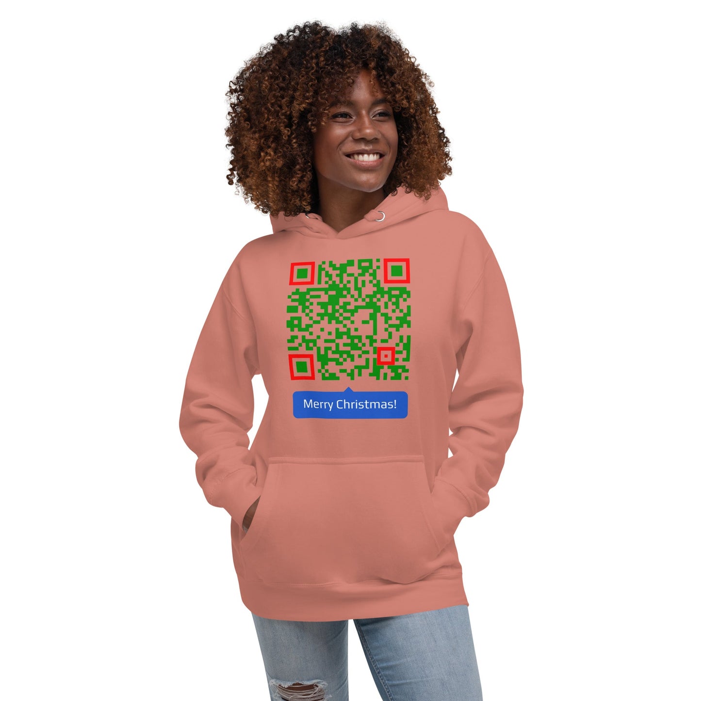 Merry Christmas Message QR Code Unisex Hoodie