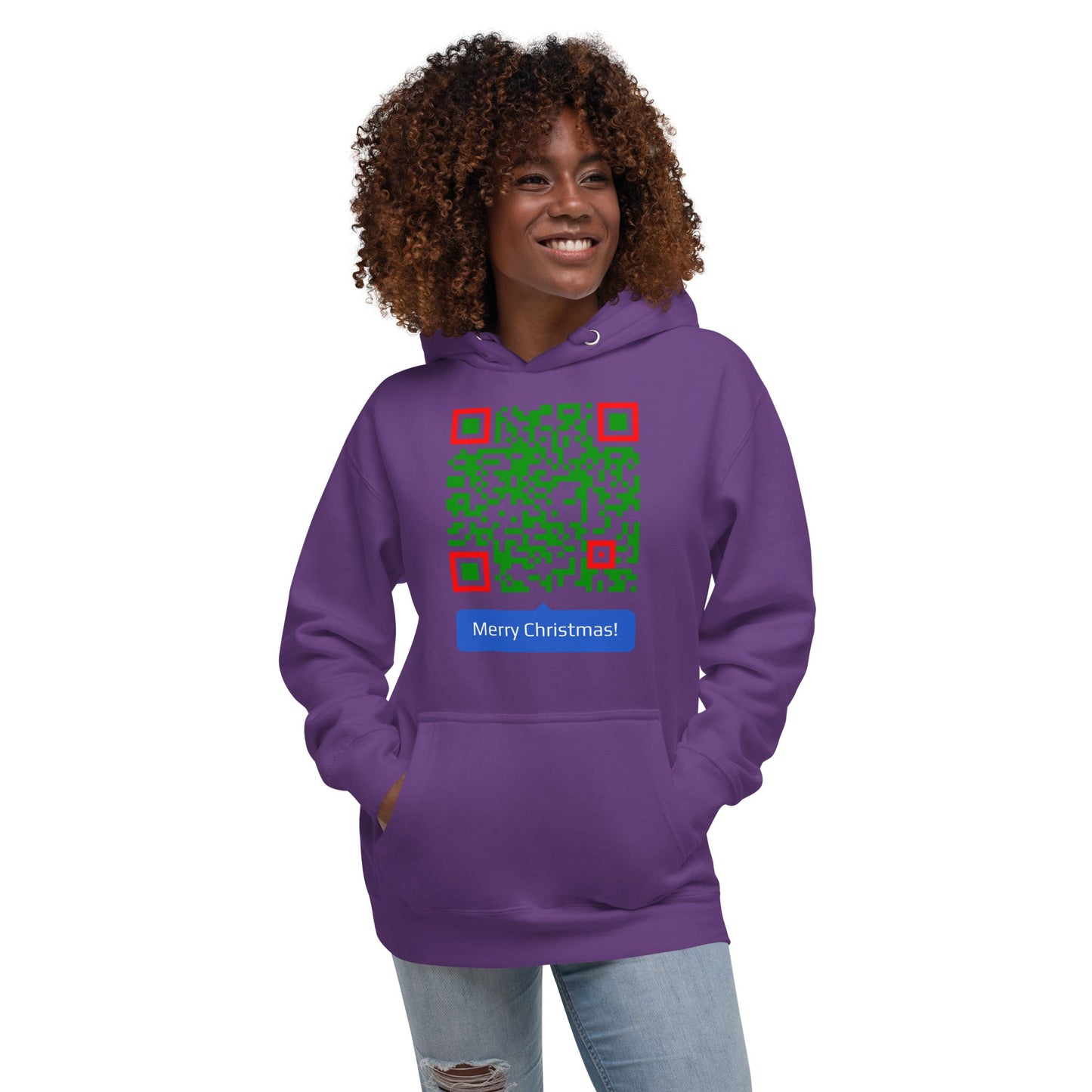 Merry Christmas Message QR Code Unisex Hoodie