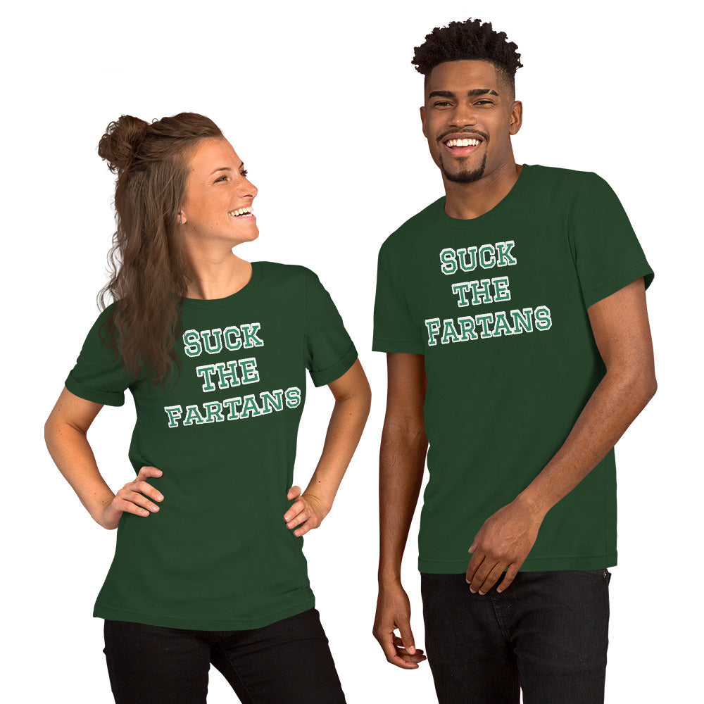 Suck the Fartans College Football Meme Shirt (Michigan State Spartans Mock Rivalry) Unisex tee