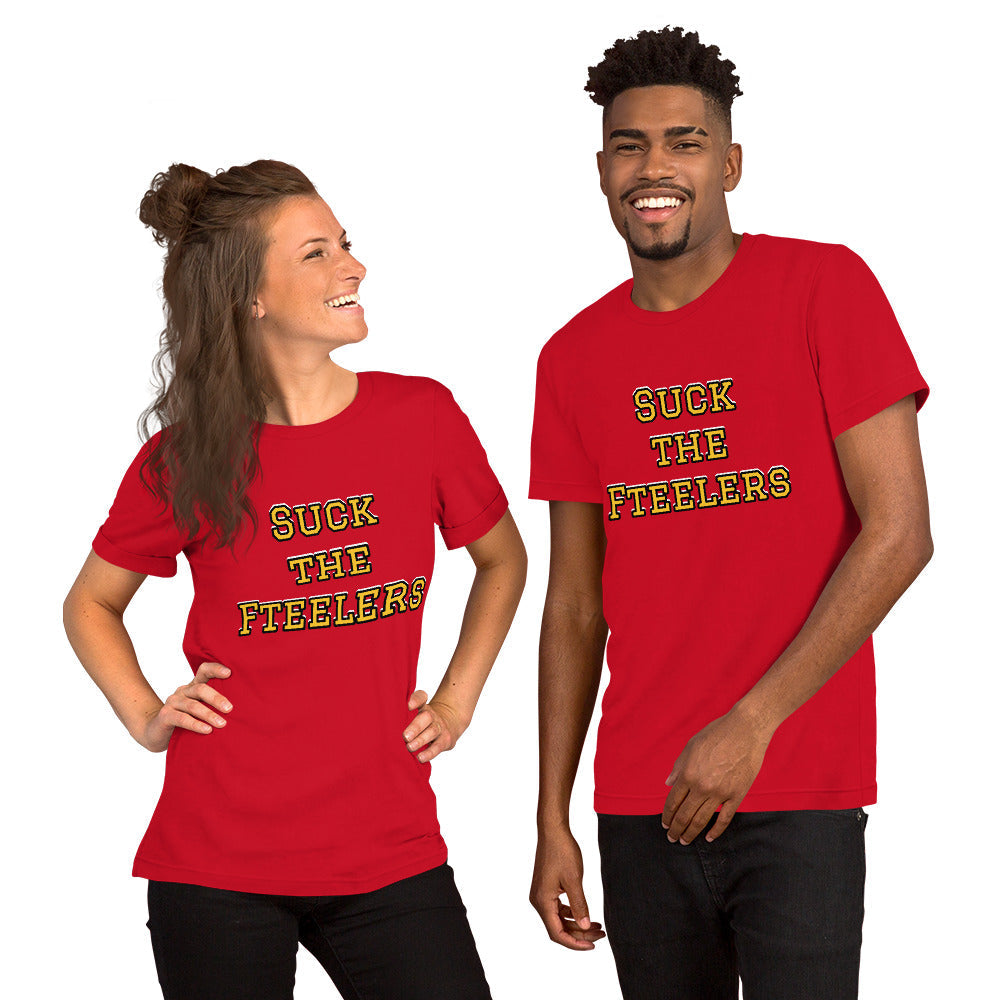 Suck the Fteelers NFL Meme Shirt (Pittsburgh Steelers Mock Rivalry) Unisex t-shirt