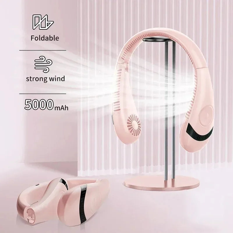 Xiaomi New Portable Hanging Neck Fan Foldable Summer Air Cooling 5000mAh USB Rechargeable Bladeless Mute Neckband Fan for Sport