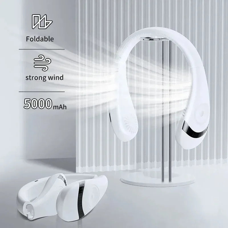 Xiaomi New Portable Hanging Neck Fan Foldable Summer Air Cooling 5000mAh USB Rechargeable Bladeless Mute Neckband Fan for Sport